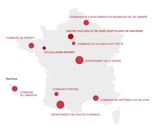 Carte de France des employeurs sélectionnés
