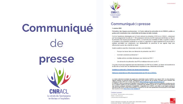 Communiqué de presse FNP CNRACL : guide-outil de la prévention des RPS  