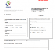 Visuel Modèle R1 - Demande de remboursement de COTISATIONS NORMALES versées à tort à la CNRACL à I'ATIACL ou au FEH